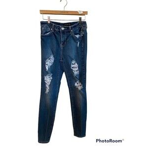 #21 Rue21 Embellished Flag Jeans Rhinestone/Pearls Sz. 5/6 Juniors